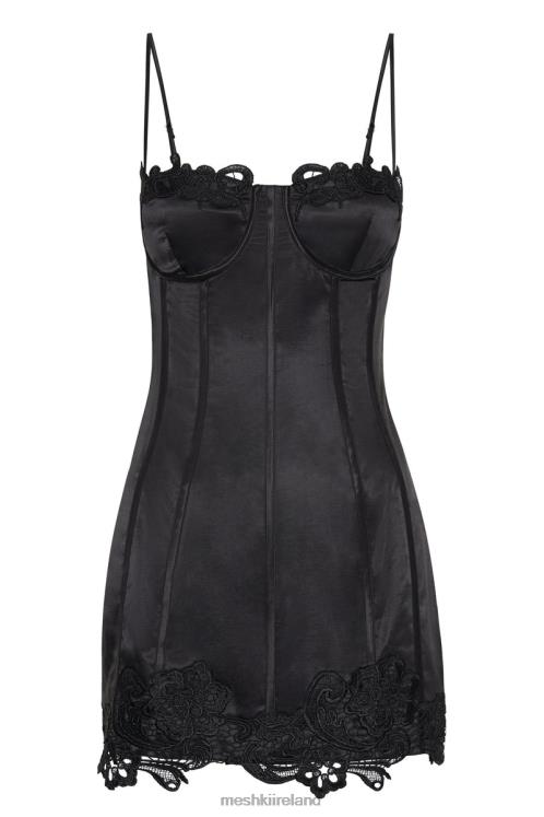 Meshki Tatiana Corset Mini Dress With Lace Clothing Black 6DX22574