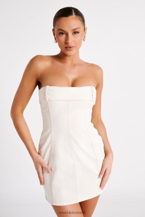 Meshki Teddi Denim Mini Dress Clothing Ecru 6DX22105