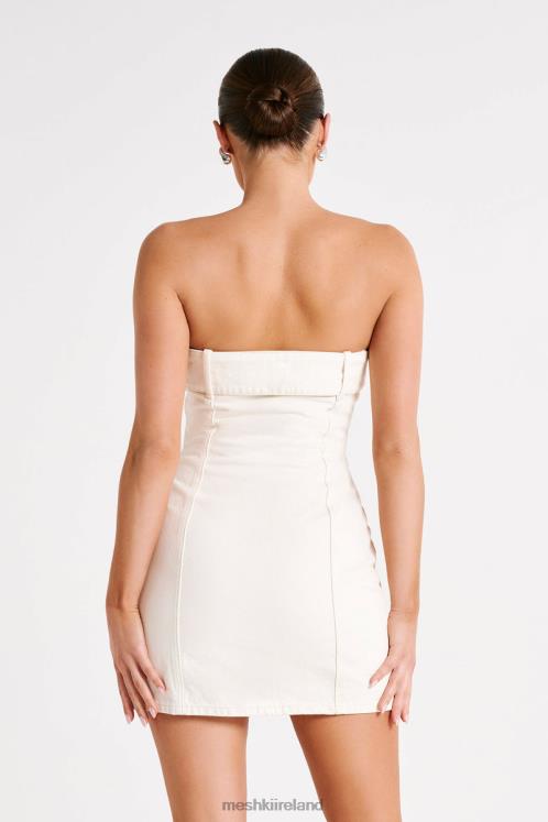 Meshki Teddi Denim Mini Dress Clothing Ecru 6DX22105