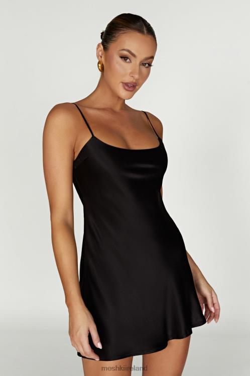 Meshki Valentina Satin Mini Dress Clothing Black 6DX22423