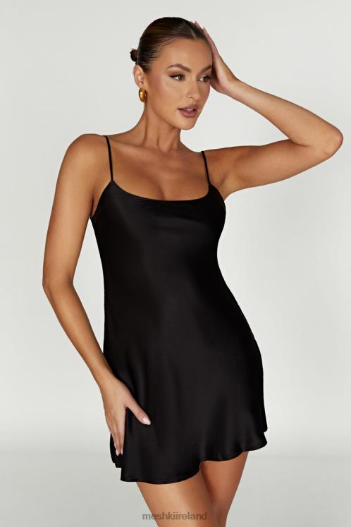 Meshki Valentina Satin Mini Dress Clothing Black 6DX22423