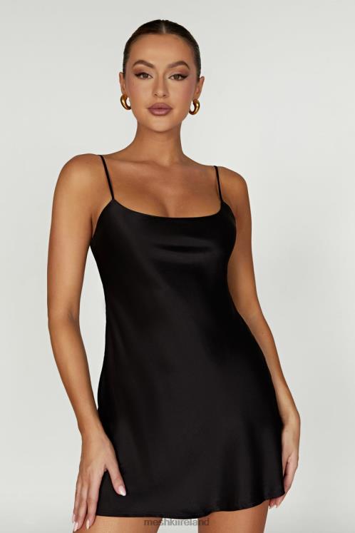 Meshki Valentina Satin Mini Dress Clothing Black 6DX22423