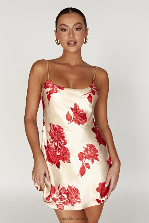 Meshki Valentina Satin Mini Dress Clothing Rose Print 6DX22316