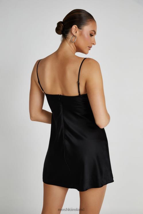 Meshki Zahli Top Stitch Satin Mini Dress Clothing Black 6DX22225