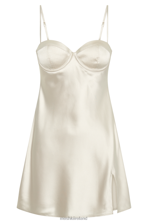 Meshki Zahli Top Stitch Satin Mini Dress Clothing Ivory 6DX22273