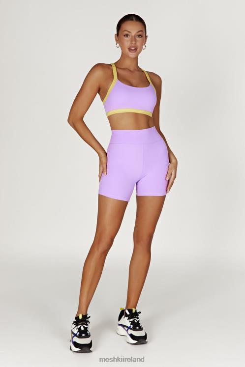 Meshki Becca Two Tone Cropped Sports Bra Clothing Lilac/Yellow 6DX221049