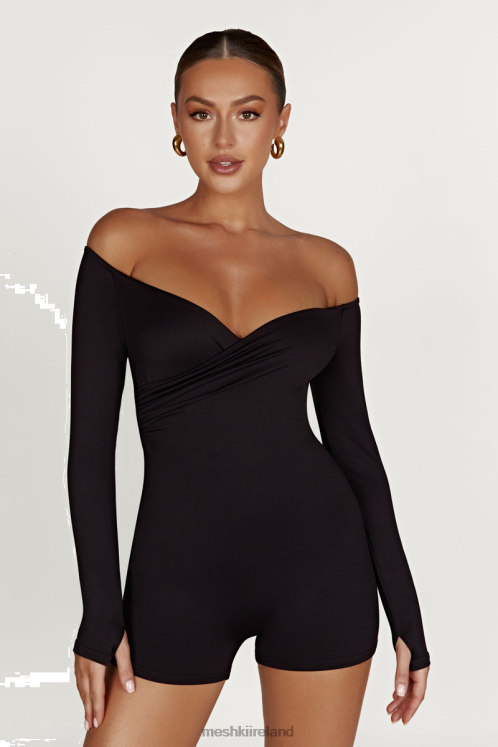 Meshki Aisling Recycled Nylon Off Shoulder Playsuit Clothing Black 6DX221390