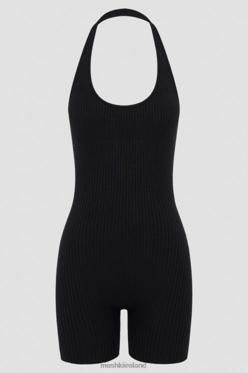 Meshki Aitana Halter Neck Knit Playsuit Clothing Black 6DX221391
