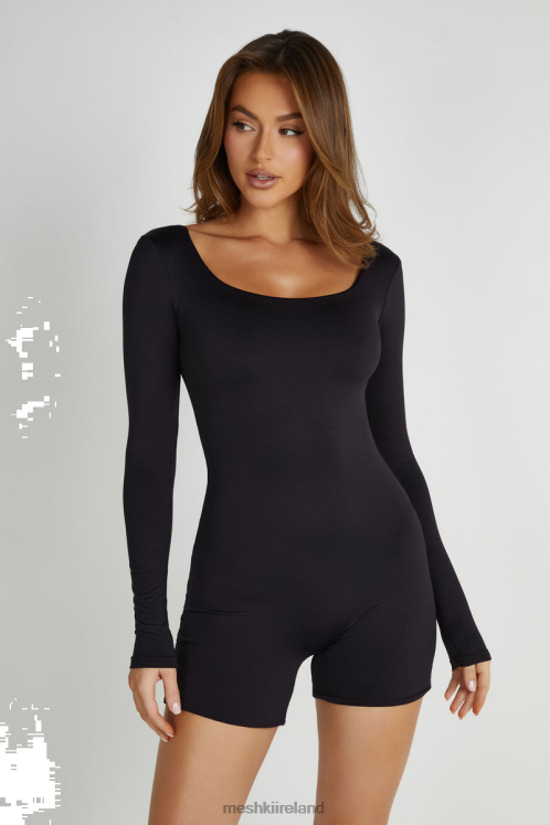 Meshki Oakley Recycled Nylon Long Sleeve Playsuit Clothing Black 6DX221372