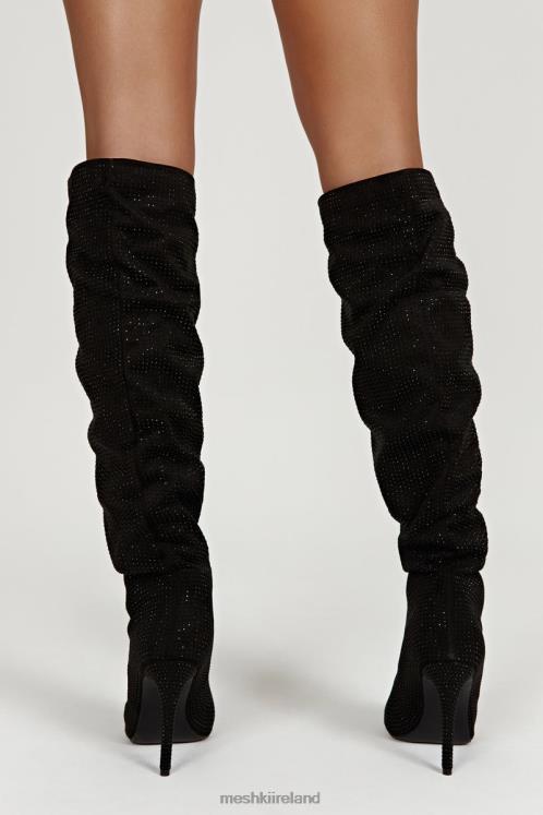 Meshki Jenner Diamante High Heel Boot Footwear Black 6DX221669
