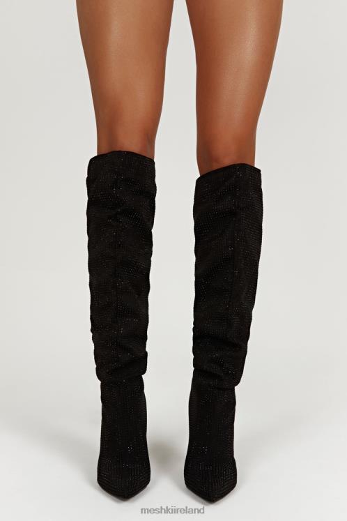 Meshki Jenner Diamante High Heel Boot Footwear Black 6DX221669