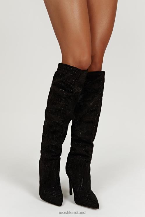 Meshki Jenner Diamante High Heel Boot Footwear Black 6DX221669
