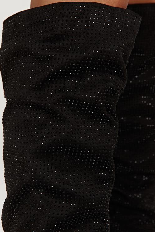 Meshki Jenner Diamante High Heel Boot Footwear Black 6DX221669