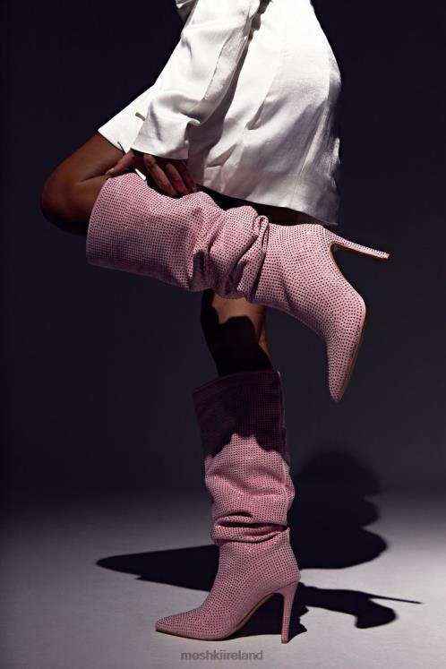 Meshki Jenner Diamante High Heel Boot Footwear Blush Pink 6DX221677