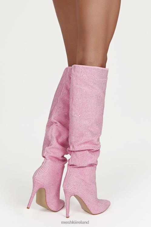 Meshki Jenner Diamante High Heel Boot Footwear Blush Pink 6DX221677