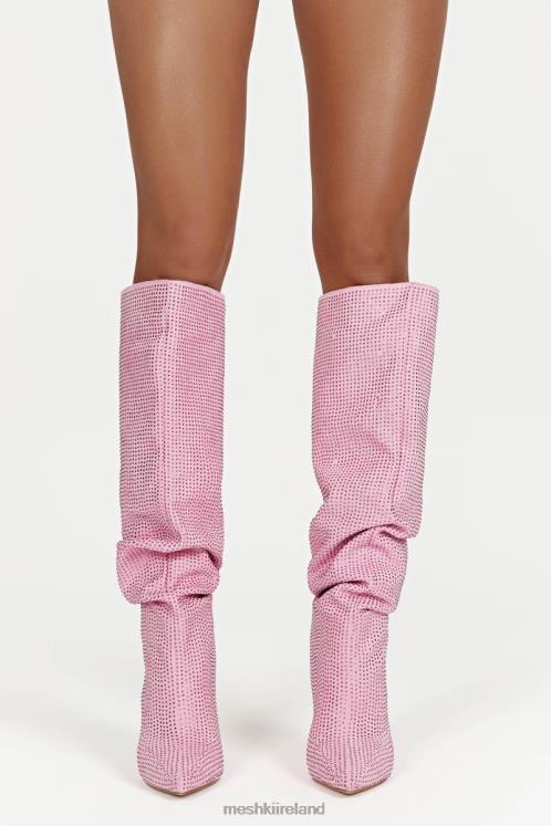 Meshki Jenner Diamante High Heel Boot Footwear Blush Pink 6DX221677