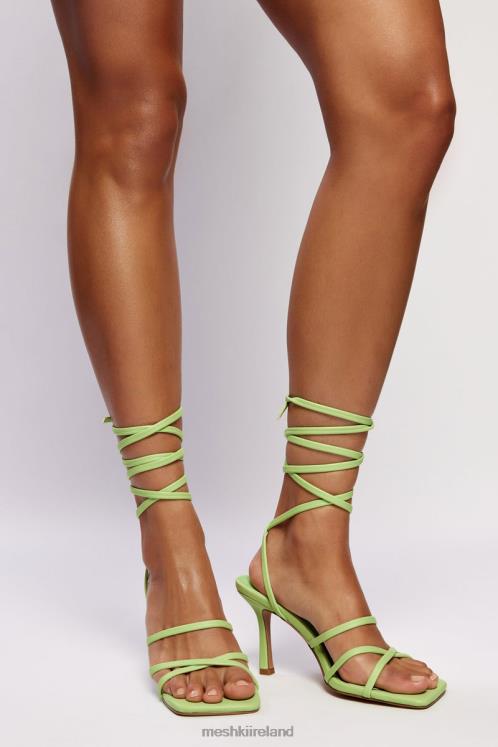 Meshki Milly Faux Leather Wrap Around Heels Footwear Lime Green 6DX221689