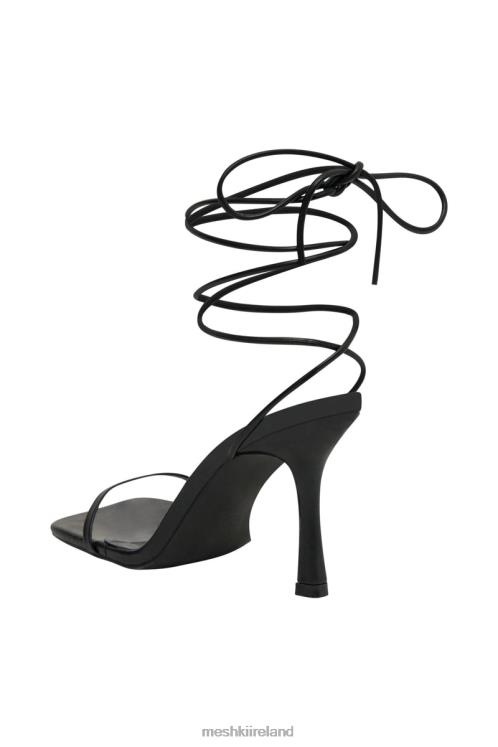 Meshki Neve Wrap Around Faux Leather Heels Footwear Black 6DX221679