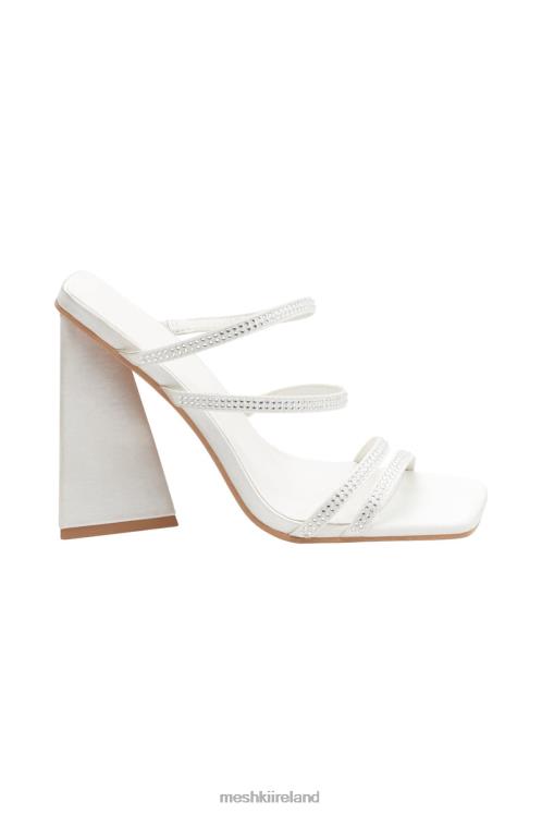 Meshki Robyn Diamante Strap Block Heels Footwear Ivory 6DX221680
