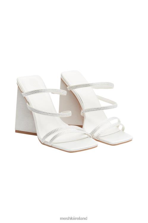 Meshki Robyn Diamante Strap Block Heels Footwear Ivory 6DX221680