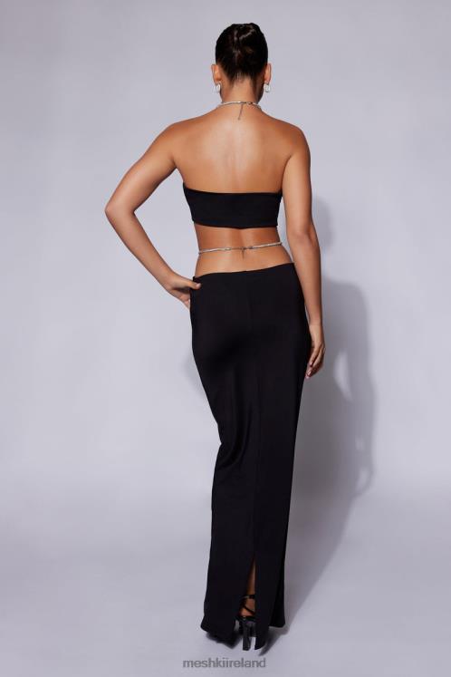 Meshki Ruby Diamante Rope Ruched Bandeau Clothing Black 6DX221120