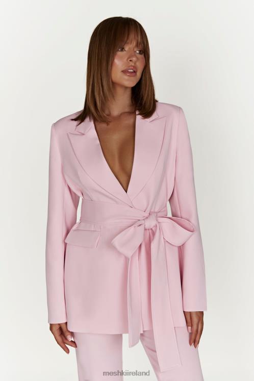 Meshki Arna Oversized Belted Blazer Clothing Blush Pink 6DX221630