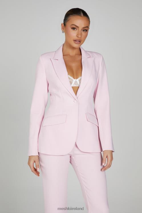 Meshki Helda Fitted Cinched Waist Blazer Clothing Blush Pink 6DX221632