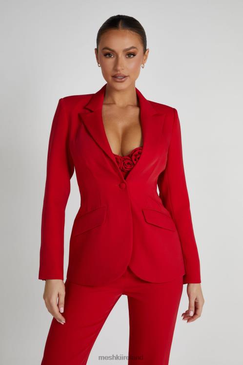 Meshki Helda Fitted Cinched Waist Blazer Clothing Red 6DX221620