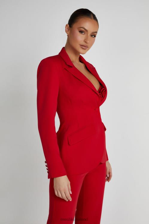 Meshki Helda Fitted Cinched Waist Blazer Clothing Red 6DX221620