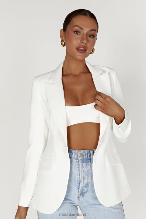 Meshki Helda Fitted Cinched Waist Blazer Clothing White 6DX221626