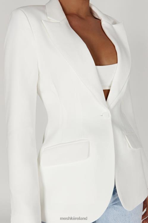 Meshki Helda Fitted Cinched Waist Blazer Clothing White 6DX221626