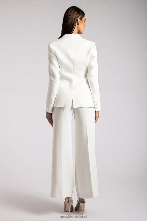 Meshki Helda Fitted Cinched Waist Blazer Clothing White 6DX221626