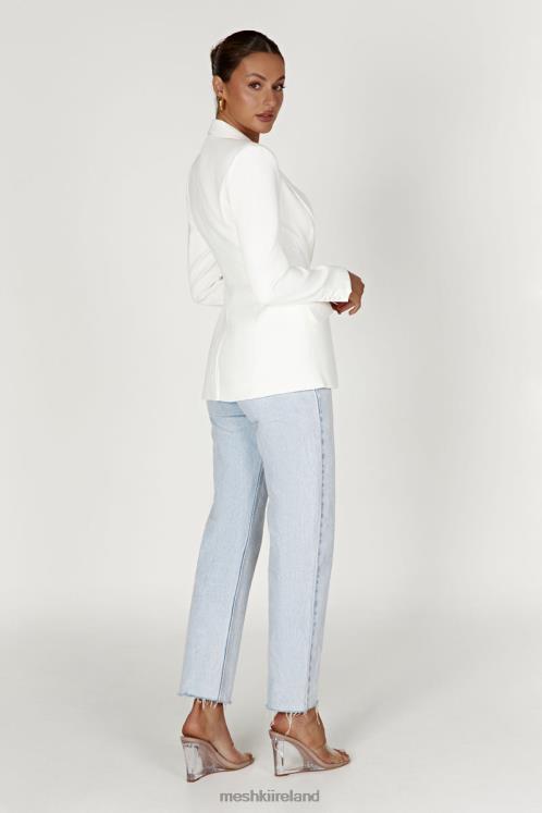 Meshki Helda Fitted Cinched Waist Blazer Clothing White 6DX221626