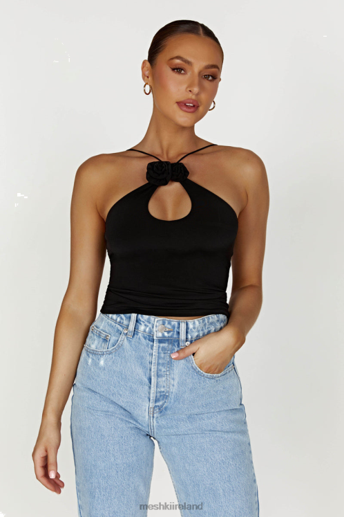 Meshki Adeline Rose Halter Top Clothing Black 6DX22857