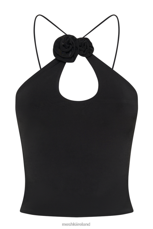 Meshki Adeline Rose Halter Top Clothing Black 6DX22857