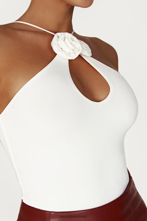 Meshki Adeline Rose Halter Top Clothing White 6DX22779