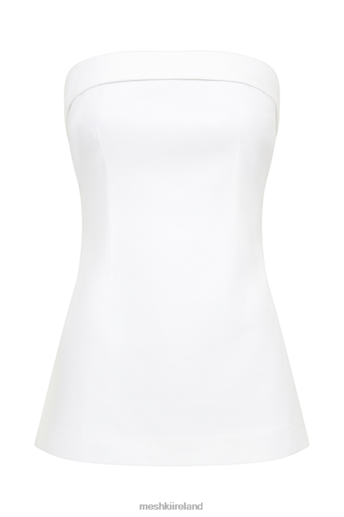 Meshki Aieleen Linen Strapless Back Tie Top Clothing White 6DX22877