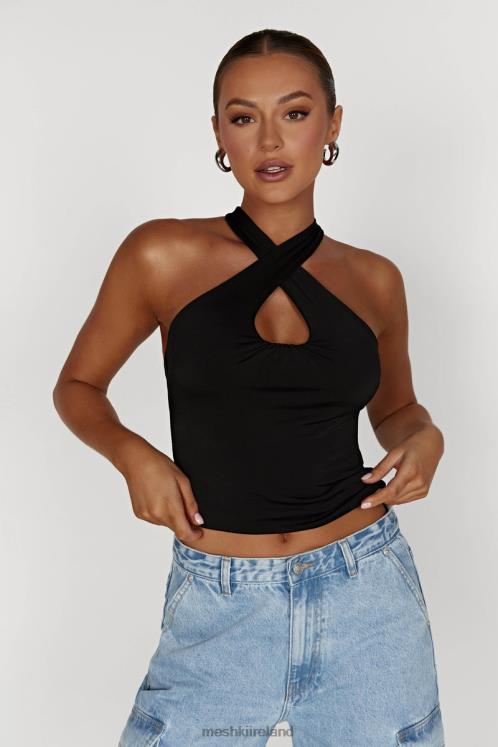 Meshki Ailsa Keyhole Halter Top Clothing Black 6DX22944