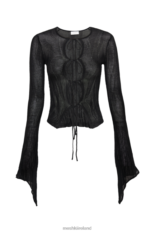 Meshki Akari Flare Sleeve Knit Top Clothing Black 6DX22830