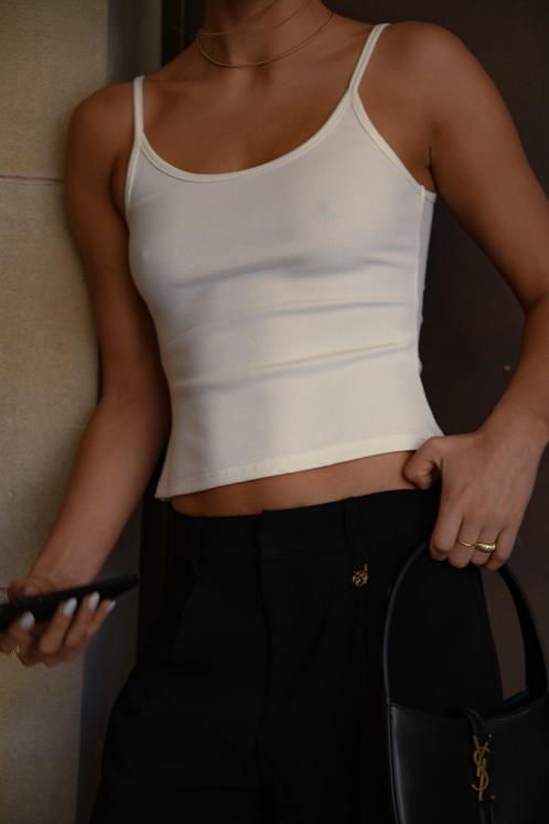 Meshki Alexis Ribbed Cami Longline Top Clothing White 6DX221121