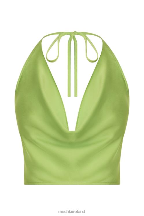 Meshki Amy Satin Cowl Neck Top Clothing Lime Green 6DX221183