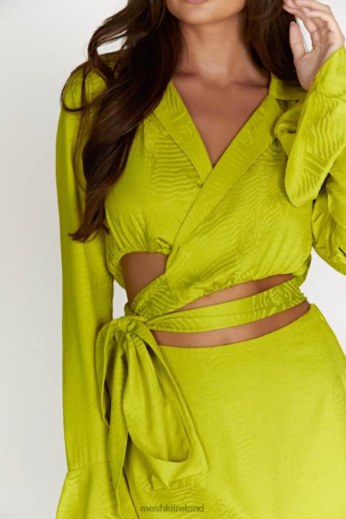 Meshki Annalise Wrap Top Clothing Chartreuse 6DX221047