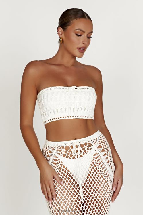 Meshki Bonnie Crochet Bandeau Top Clothing White 6DX22864