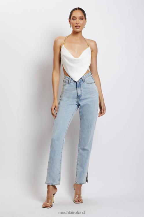 Meshki Brianna Cowl Gold Chain Top Clothing White 6DX221181