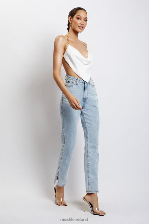 Meshki Brianna Cowl Gold Chain Top Clothing White 6DX221181