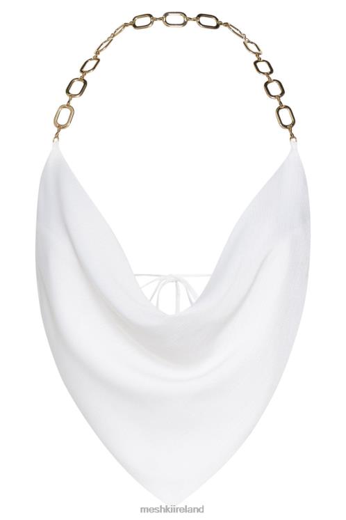 Meshki Brianna Cowl Gold Chain Top Clothing White 6DX221181