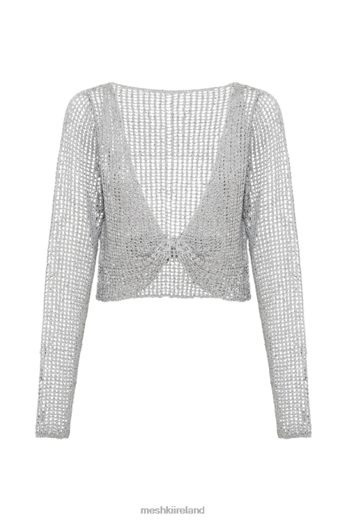 Meshki Catalina Sequin Crochet Twist Top Clothing Silver 6DX22965