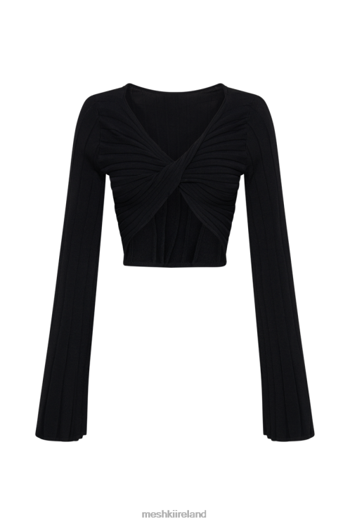 Meshki Celine Twist Back Extreme Rib Top Clothing Black 6DX22843
