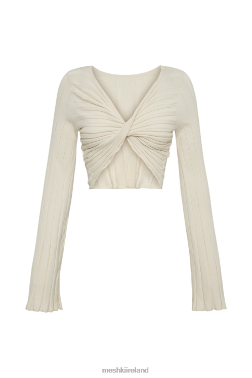 Meshki Celine Twist Back Extreme Rib Top Clothing Ivory 6DX22834