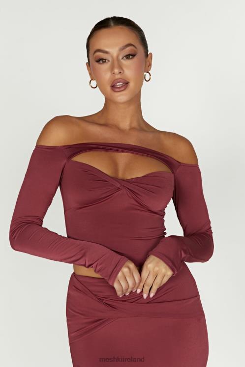 Meshki Ceri Off Shoulder Long Sleeve Top Clothing Wine 6DX22871
